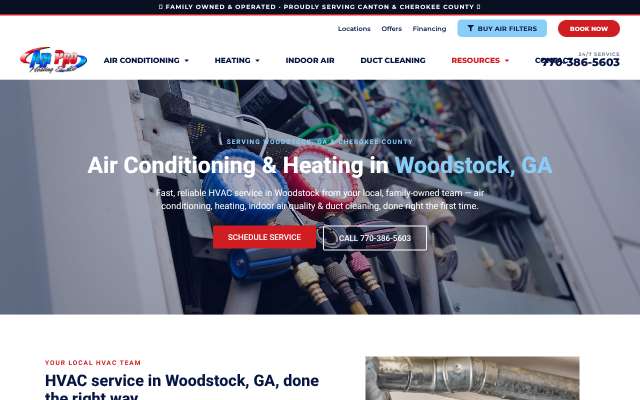 Air Pro Heating & Air's page as the assistant saw it
