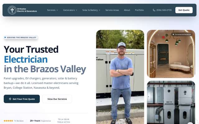 Orthodox Electric & Generators's page as the assistant saw it