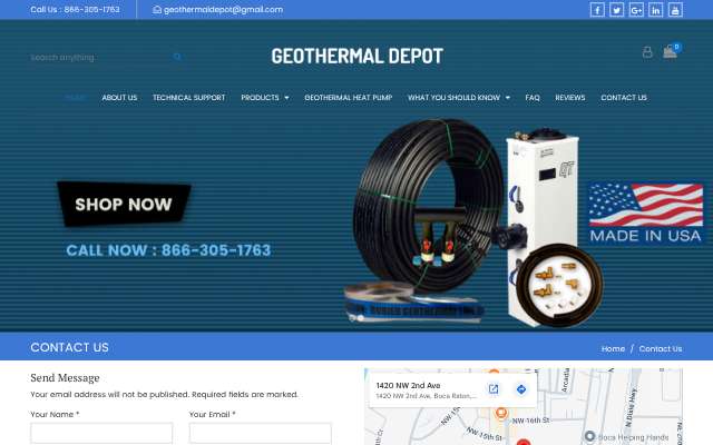 Geothermal Depot's page as the assistant saw it