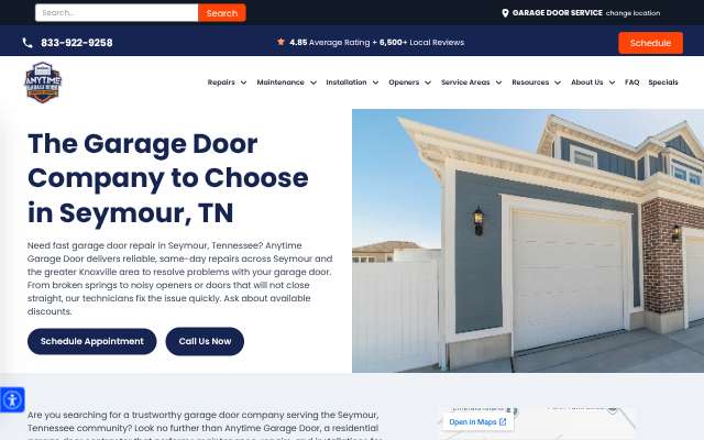 Page cited for Anytime Garage Door (Seymour TN)