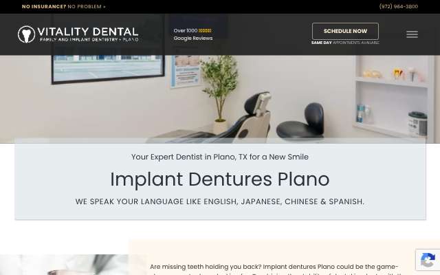 Vitality Dental's page as the assistant saw it