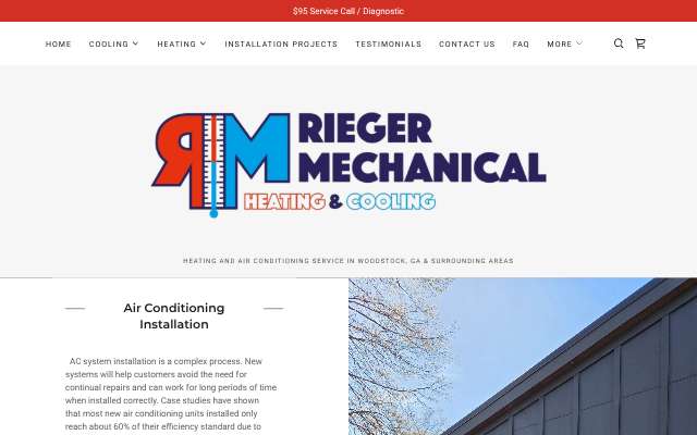 Rieger Mechanical's page as the assistant saw it