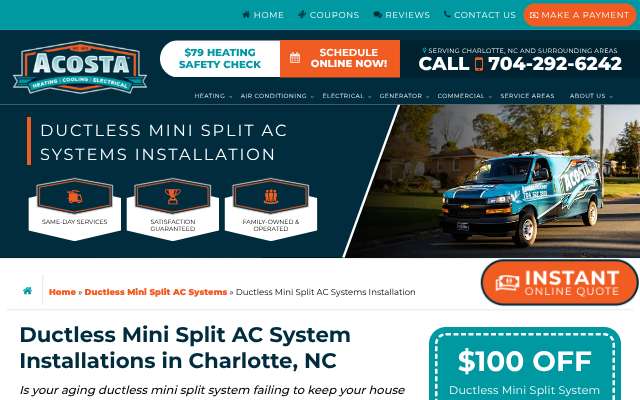 Acosta Heating, Cooling & Electrical's page as the assistant saw it
