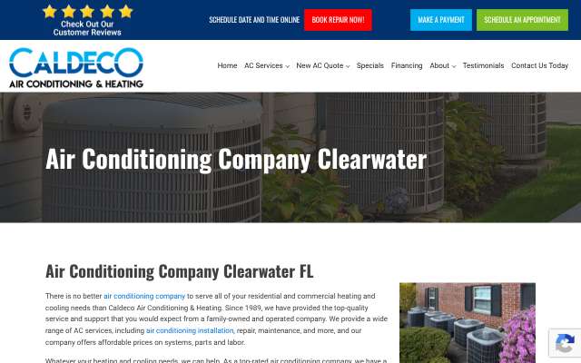 Caldeco Air Conditioning & Heating's page as the assistant saw it
