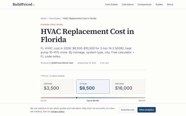 BuildPriced (Tampa cost guide)'s page as the assistant saw it