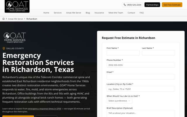 Page cited for GOAT Home Services