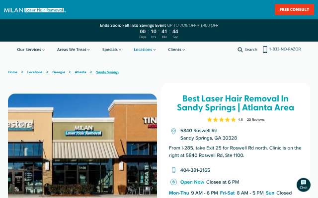 Page cited for Milan Laser Hair Removal - Sandy Springs