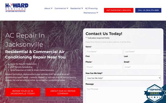 Howard Services Air Conditioning's page as the assistant saw it