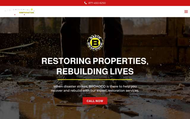 Broadco Property Restoration's page as the assistant saw it