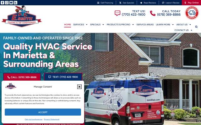 E. Smith Heating & Air Conditioning's page as the assistant saw it
