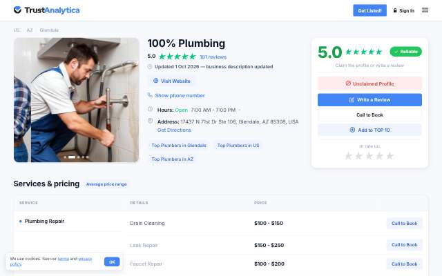 Page cited for 100% Plumbing
