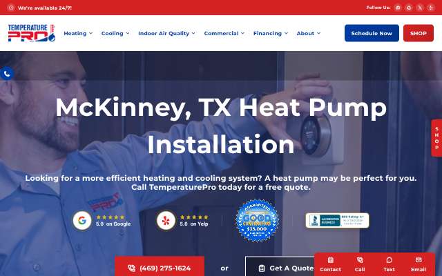 TemperaturePro (McKinney area)'s page as the assistant saw it