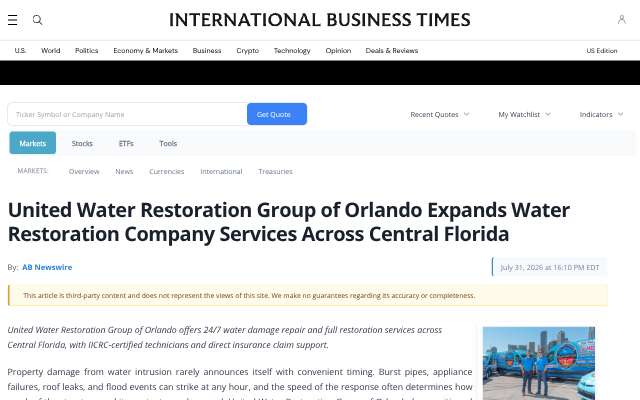 United Water Restoration Group of Orlando's page as the assistant saw it