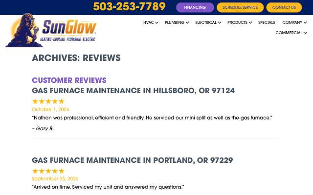Sun Glow's page as the assistant saw it