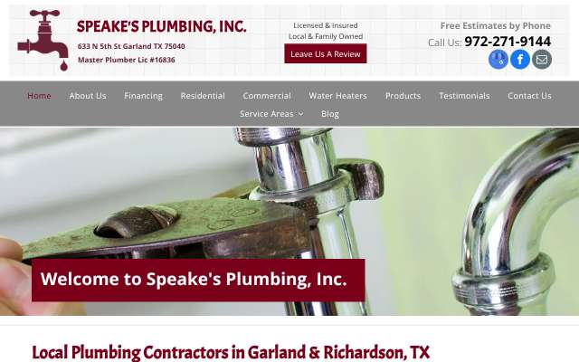 Speake's Plumbing's page as the assistant saw it