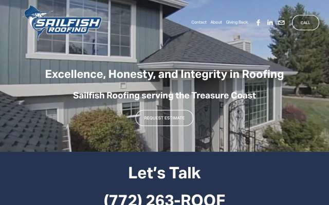 Sailfish Roofing's page as the assistant saw it