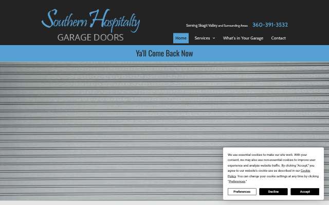 Southern Hospitality Garage Doors's page as the assistant saw it