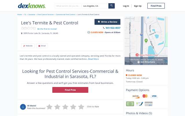 Page cited for Lee's Termite & Pest Control