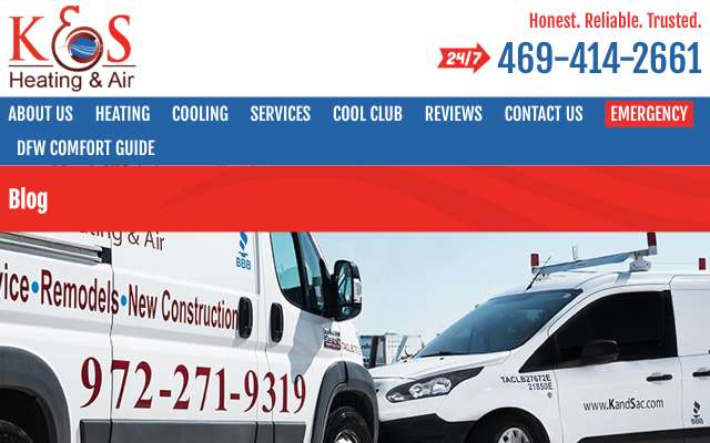 K&S Heating & Air's page as the assistant saw it