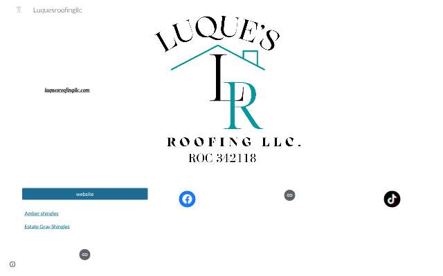 Luque's Roofing LLC's page as the assistant saw it