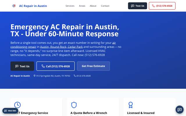 AC Repair in Austin's page as the assistant saw it