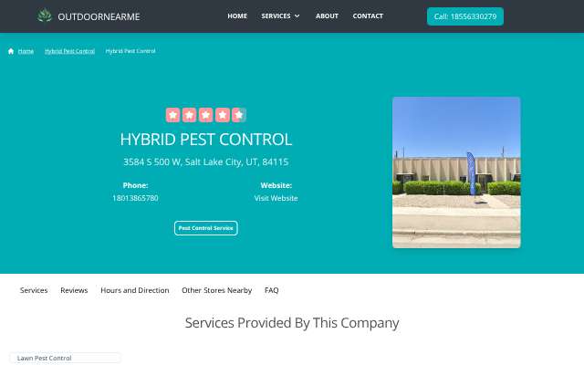 Hybrid Pest Control's page as the assistant saw it