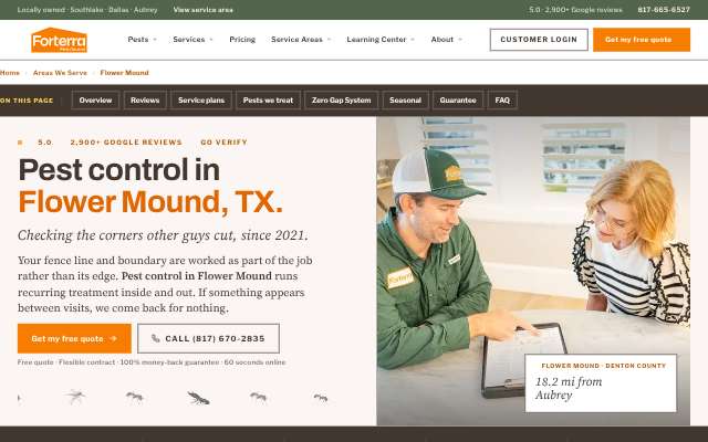 Forterra Pest Control's page as the assistant saw it