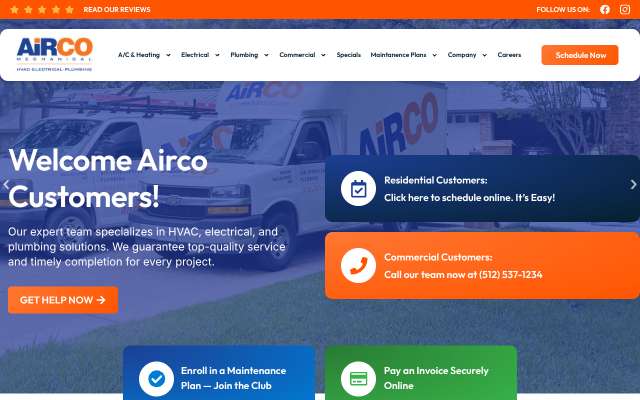 Page cited for Airco Air Conditioning, Electrical and Plumbing