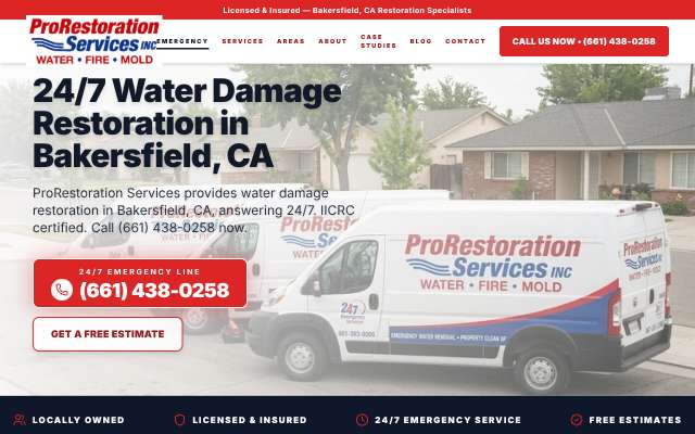 ProRestoration Services Inc's page as the assistant saw it