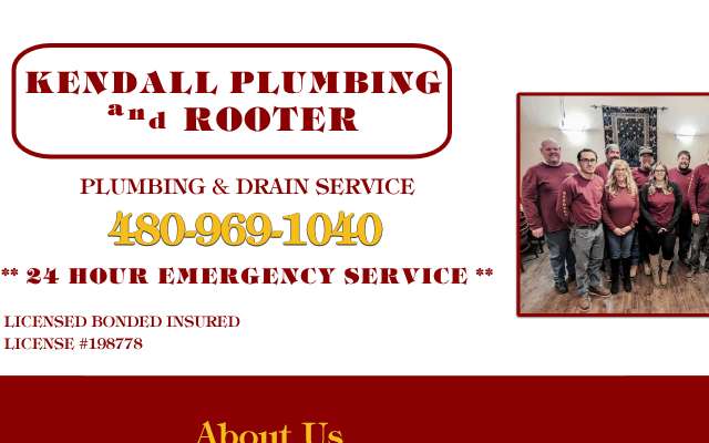 Kendall Plumbing & Rooter's page as the assistant saw it