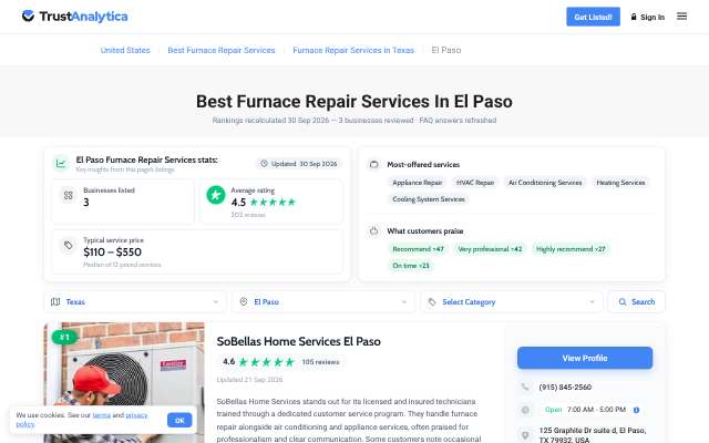 SoBellas Home Services's page as the assistant saw it