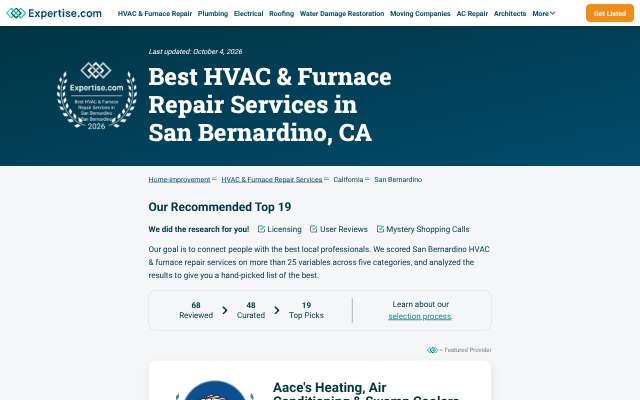 Superior Mechanical Heating and Air, Inc.'s page as the assistant saw it