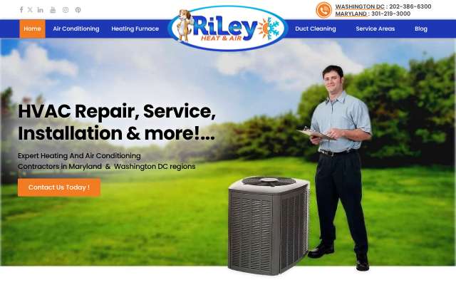 Riley Heat and Air's page as the assistant saw it