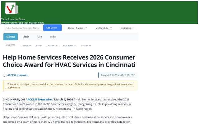 Help Home Services's page as the assistant saw it