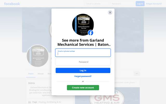 Garland Mechanical Services's page as the assistant saw it