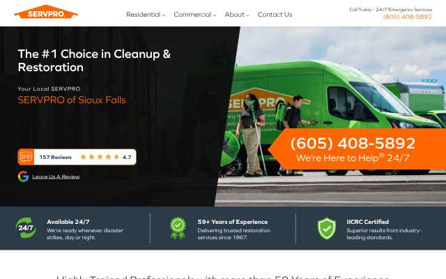 Page cited for SERVPRO of Sioux Falls