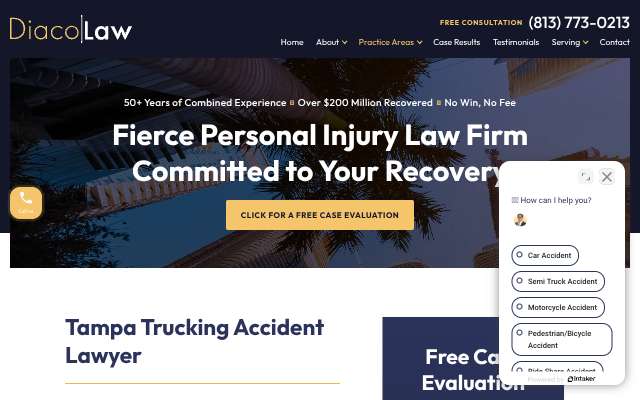 Diaco Law's page as the assistant saw it