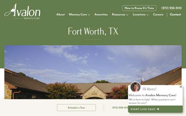 Avalon Memory Care Fort Worth's page as the assistant saw it