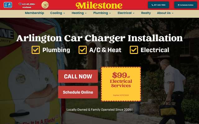 Page cited for Milestone Electric (Arlington)