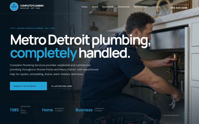 Complete Plumbing Services's page as the assistant saw it