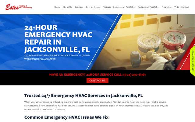 Estes Heating & Air Conditioning's page as the assistant saw it