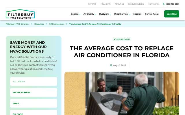 Filterbuy HVAC Solutions's page as the assistant saw it