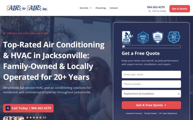 Air to Air, Inc.'s page as the assistant saw it