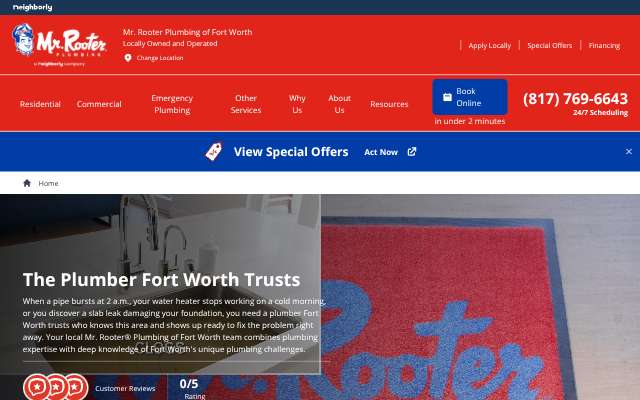 Mr. Rooter Plumbing of Fort Worth's page as the assistant saw it
