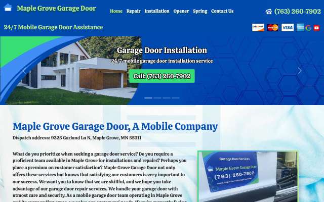Page cited for Maple Grove Garage Door