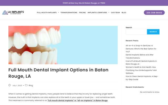 LA Implants (Dr. Blake Vidrine)'s page as the assistant saw it