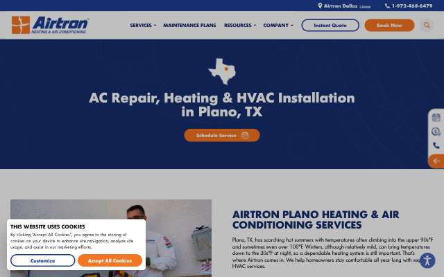 Airtron Dallas's page as the assistant saw it