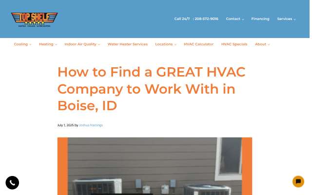 Peppy Heating & Cooling's page as the assistant saw it