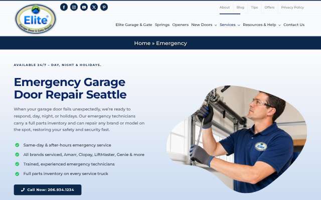 Elite Garage Door & Gate Repair Seattle's page as the assistant saw it