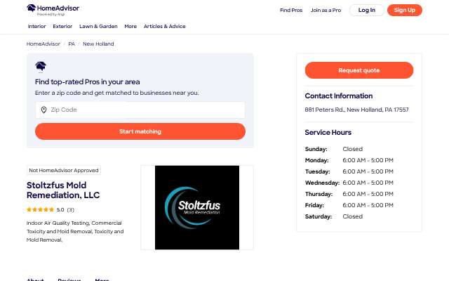 Page cited for Stoltzfus Mold Remediation, LLC